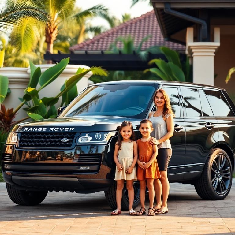 Familia López con Range Rover Autobiography